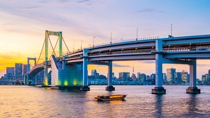 Panorama view of Tokyo skyline  in the evening. Tokyo city, Japan.