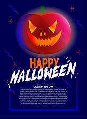 Modern illustration of Happy halloween - Creepy jack-o-lantern	- Add your own text