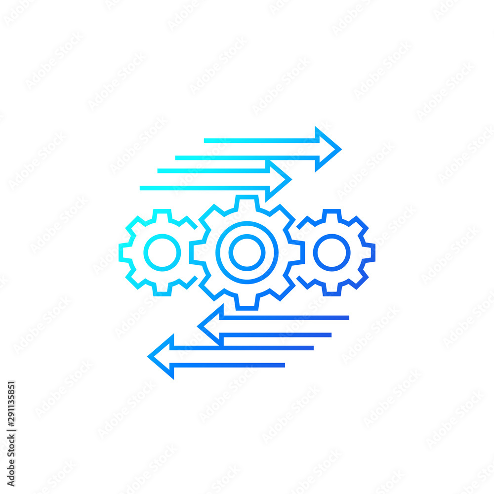 Poster automation and optimization process, line icon on white