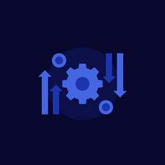 automation and optimization process, vector icon on dark