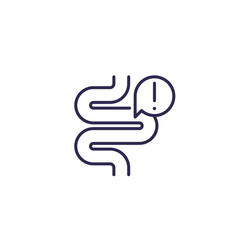 constipation icon with bowel, line