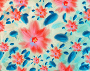Fototapeta na wymiar pattern with acrylic flowers