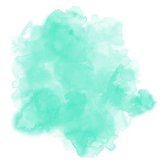 Paint splash on the white isolated background. Watercolor green mint vector graphic design. Tropical backdrop. Neon subtle stain.