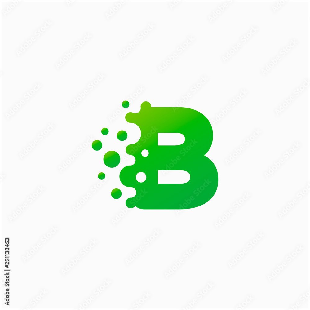 Poster letter b design with dot shape. molecule and lab logo design element. perfect for technology,softwar