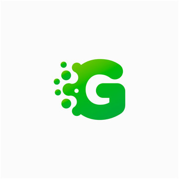Letter G Design with dot shape. molecule and Lab Logo Design Element. perfect for technology,software, network and science brand. - vector