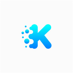 Letter K Design with dot shape. molecule and Lab Logo Design Element. perfect for technology,software, network and science brand. - vector