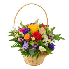 Fototapeta na wymiar Beautiful flower basket on a table
