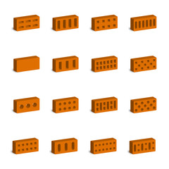 Set of 3D bricks, vector illustration.