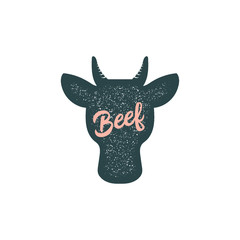 Beef, bull, cow vintage silhouette animal vector