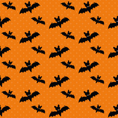 Cute Halloween bat. Seamless vector illustration with spooky silhouettes