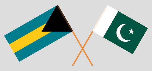 Bahamas and Pakistan. Crossed Bahamian and Pakistani flags