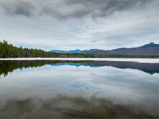 Chocorua Lake during April Spring time with a reflection view