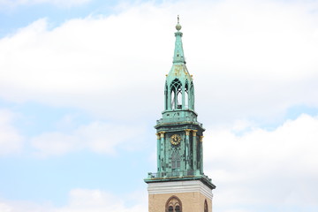 Fototapeta na wymiar St Marienkirche church clock tower Berlin Germany