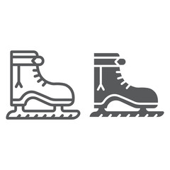 Ice skate line and glyph icon, christmas and new year, skating shoe sign, vector graphics, a linear pattern on a white background.