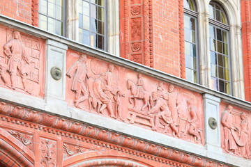 Obraz premium Rotes Rathaus Red town hall externe wall Berlin Germany