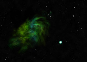 Naklejka na ściany i meble Star field in space and a nebulae. 3D rendering