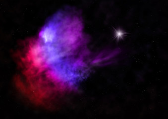 Star field in space and a nebulae. 3D rendering
