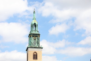 Fototapeta na wymiar St Marienkirche church clock tower Berlin Germany