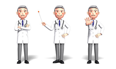 3 types of doctor poses by 3d rendering_2