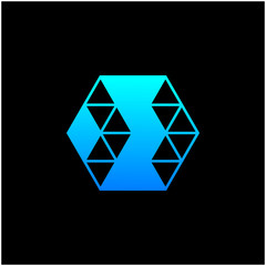 Go Arrow hexagon abstract logo design with concept negative space. next icon. Delivery icon. Web, Digital, Marketing, Network icon. construction concept. -vector