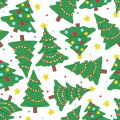 Obraz na płótnie Canvas Seamless pattern with Christmas tree isolated on white.