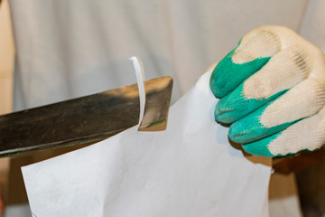 The master makes sharpening knives