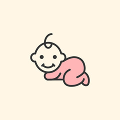 Baby Cute Line Illustration Creative Icon Logo Design Template Element Vector Illustration