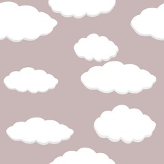 seamless pattern orf clouds vector drawing, gray and white colors background