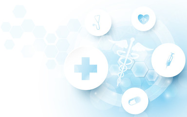 Caduceus medical symbol and Abstract geometric with medicine and science concept background. Medical Icons