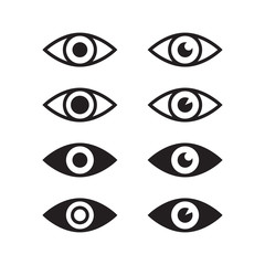 Set of different eyes icons.