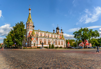 Fototapeta na wymiar Pokrovsky Cathedral, Built of brick in 1904-1905