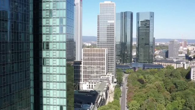 The middle of the city of Frankfurt. Video with the drone.