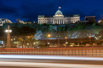 Night view of the Presidential Palace in Tbilisi