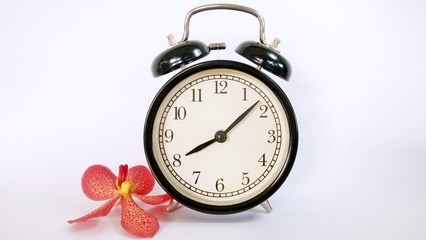 vintage alarm clock isolated on white background
