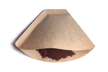 coffee filter filled with ground coffee