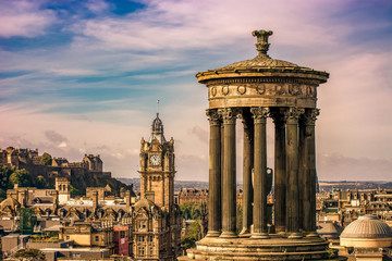 Fototapeta na wymiar Edinburgh Castle famous fortress city cityscape Scotland UK landmark sunset