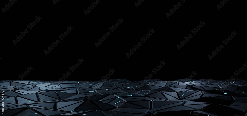 Poster 3d rendering of abstract triangle shape polygonal wave background. wide screen wallpaper. for deep m