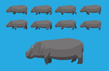 Hippopotamus Walking Animation Cartoon Vector Illustration