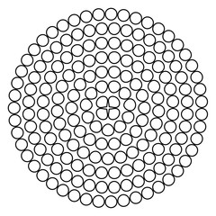 Round shape with circle dots. Vector template texture.