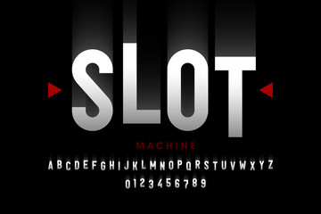 Slot machine style font, alphabet letters and numbers