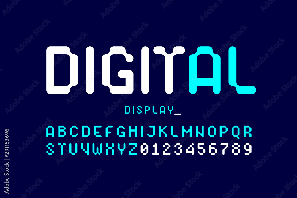Poster digital display typeface, alphabet and numbers