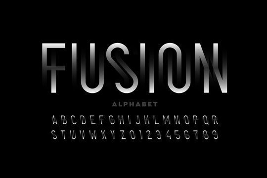 Modern style font, alphabet letters and numbers