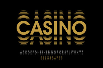 Gambling roulette style font design, alphabet letters and numbers