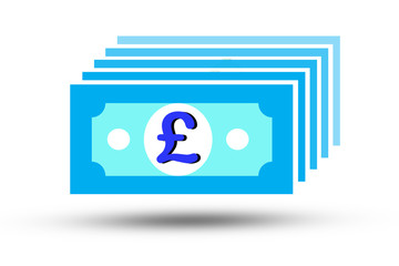 Illustration of  England Pound sterling white background.Pound sterling  is main and popular currency of exchange in the world.Investment and saving concept.