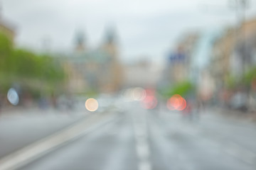 Cloudy defocused cityscape at evening