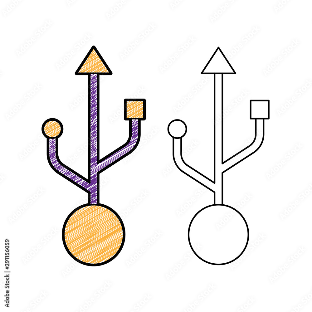 Poster usb icon design vector with texture. editable outline for other style