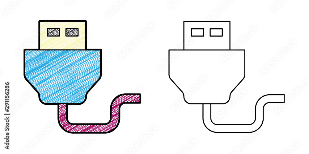 Poster usb icon design vector with texture. editable outline for other style