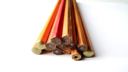 Photo of pencils. Stationery, office supplies.