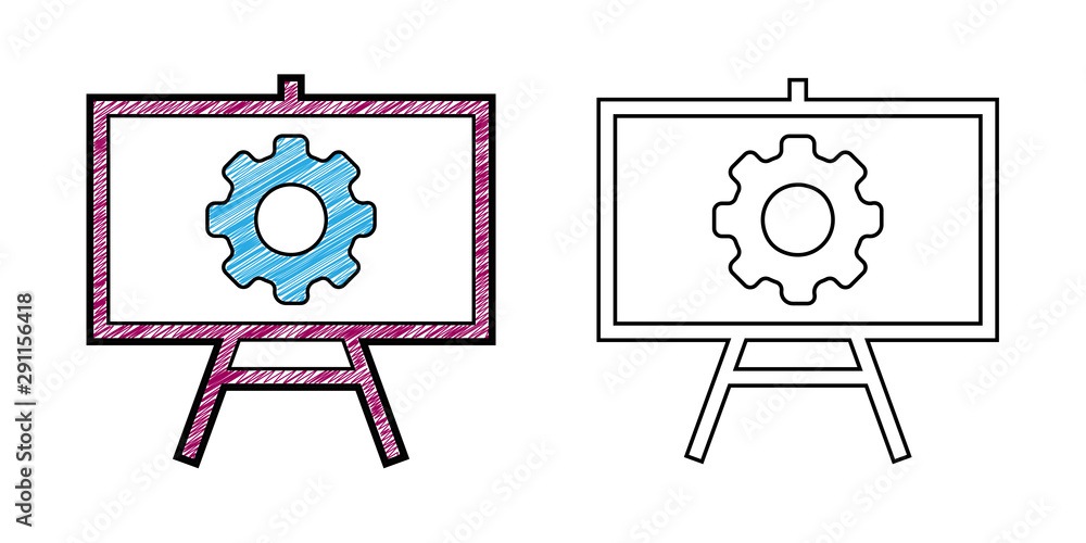 Poster technology project icon design vector with texture. editable outline for other style