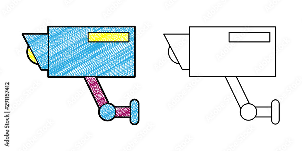 Poster cctv icon design vector with texture. editable outline for other style